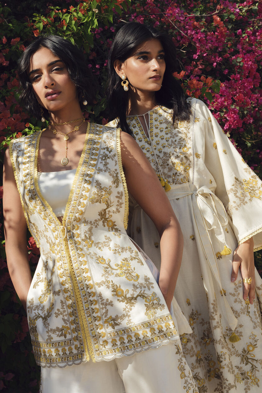 Amra Embroidered Mul Dress - Natural, Natural, image 5