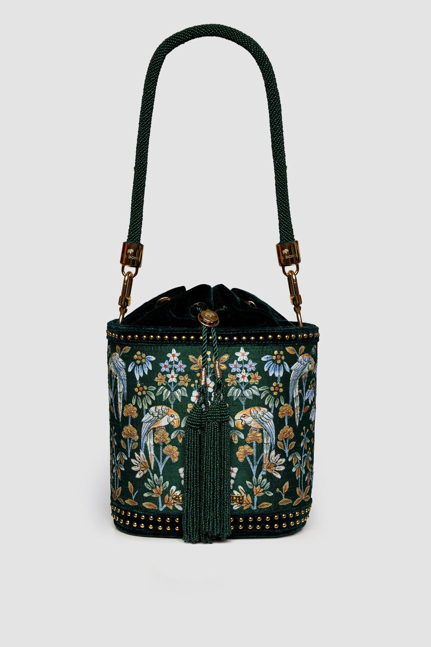 Pichhwai Bucket Bag - Starling Green, Green, image 1