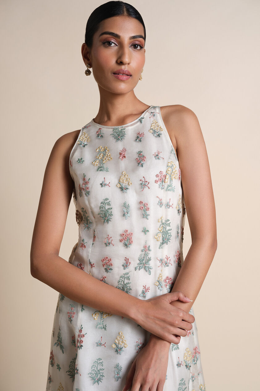 Sequoia Embroidered Silk Jacket Set - Ivory, Ivory, image 8
