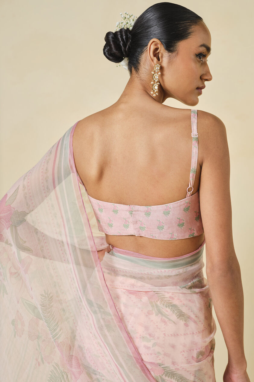 Maritza Printed Chiffon Saree - Blush, Blush, image 6
