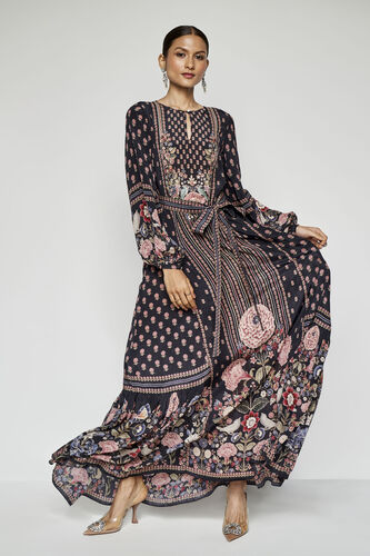 Isbah Embroidered Kaftan - Black, Black, image 4