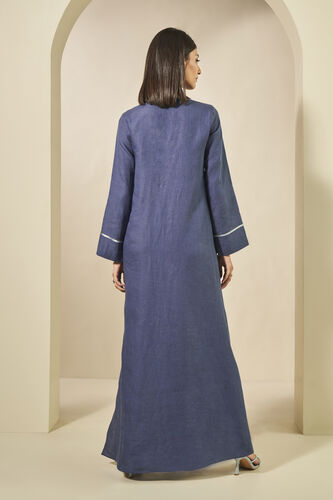 Hyacinth Embroidered Linen Kaftan - Blue, Blue, image 4