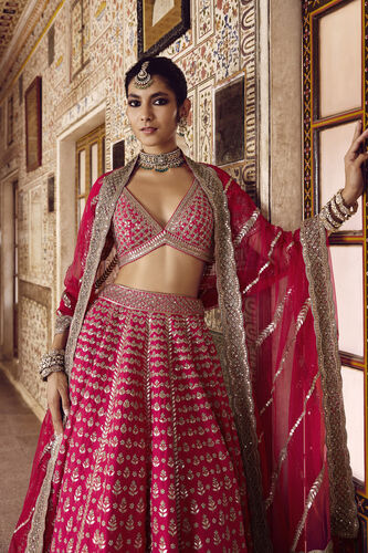 Sarasvi Gota Patti Silk Lehenga Set - Pink, Pink, image 3