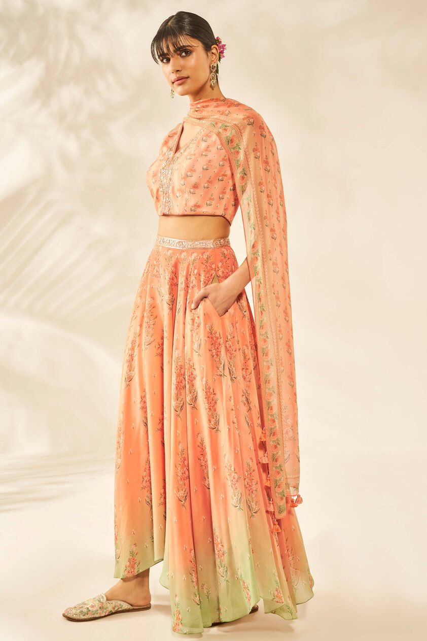 3 - Naima Choli Skirt Set – Peach, image 3