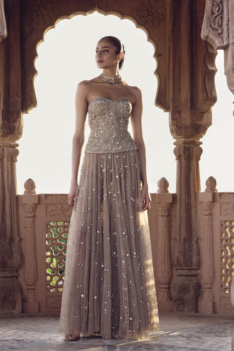 Ishra Gota PattI Skirt Set - Beige, Beige, image 1