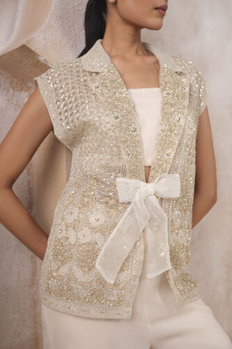 Arlen Embroidered Silk Pant Set - Ivory, Ivory, image 6