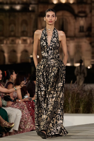 Masara Handwoven Benarasi Silk Pant Set - Gold