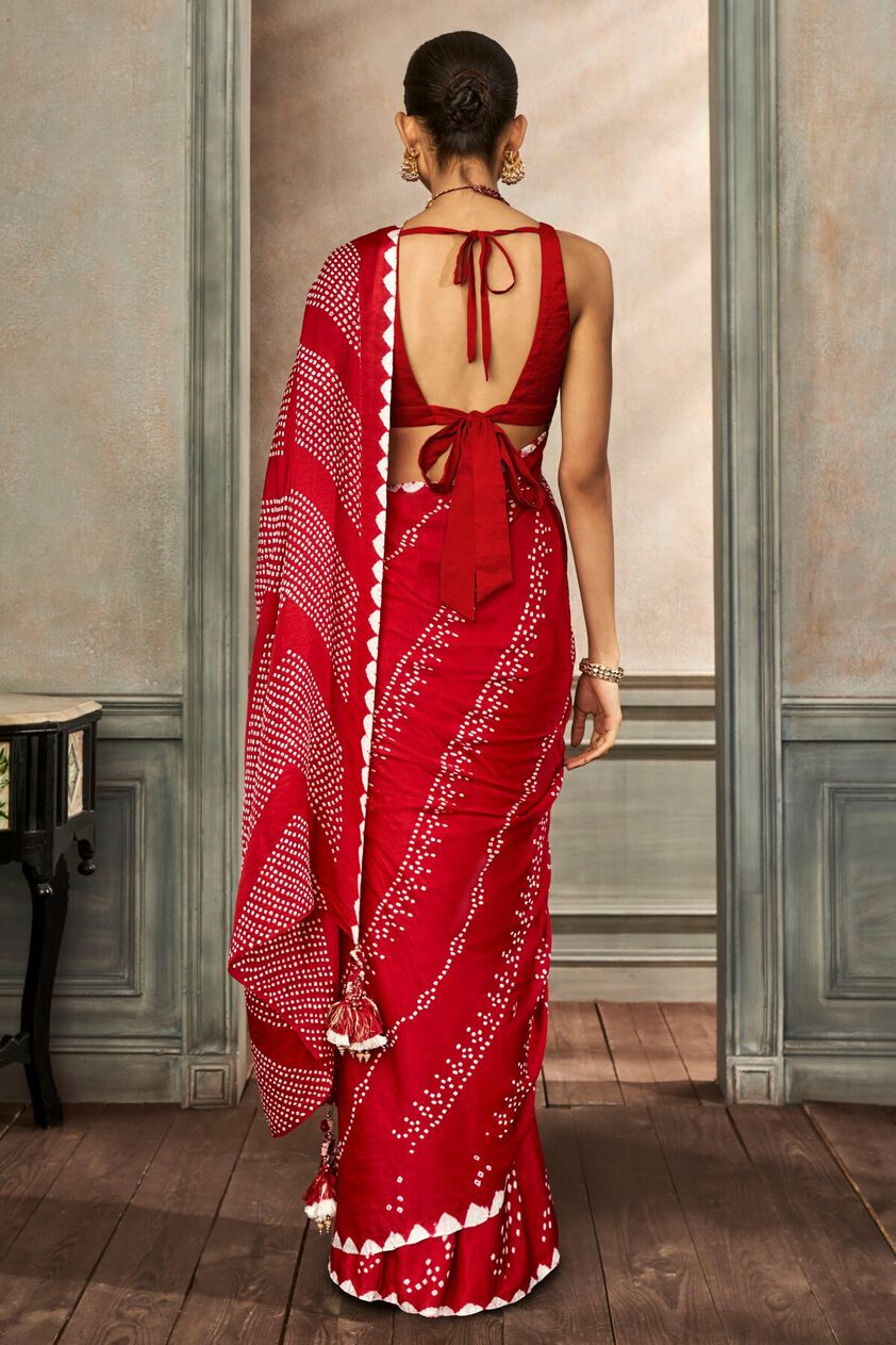 4 - Deetya Bandhani Saree &ndash; Red, image 4