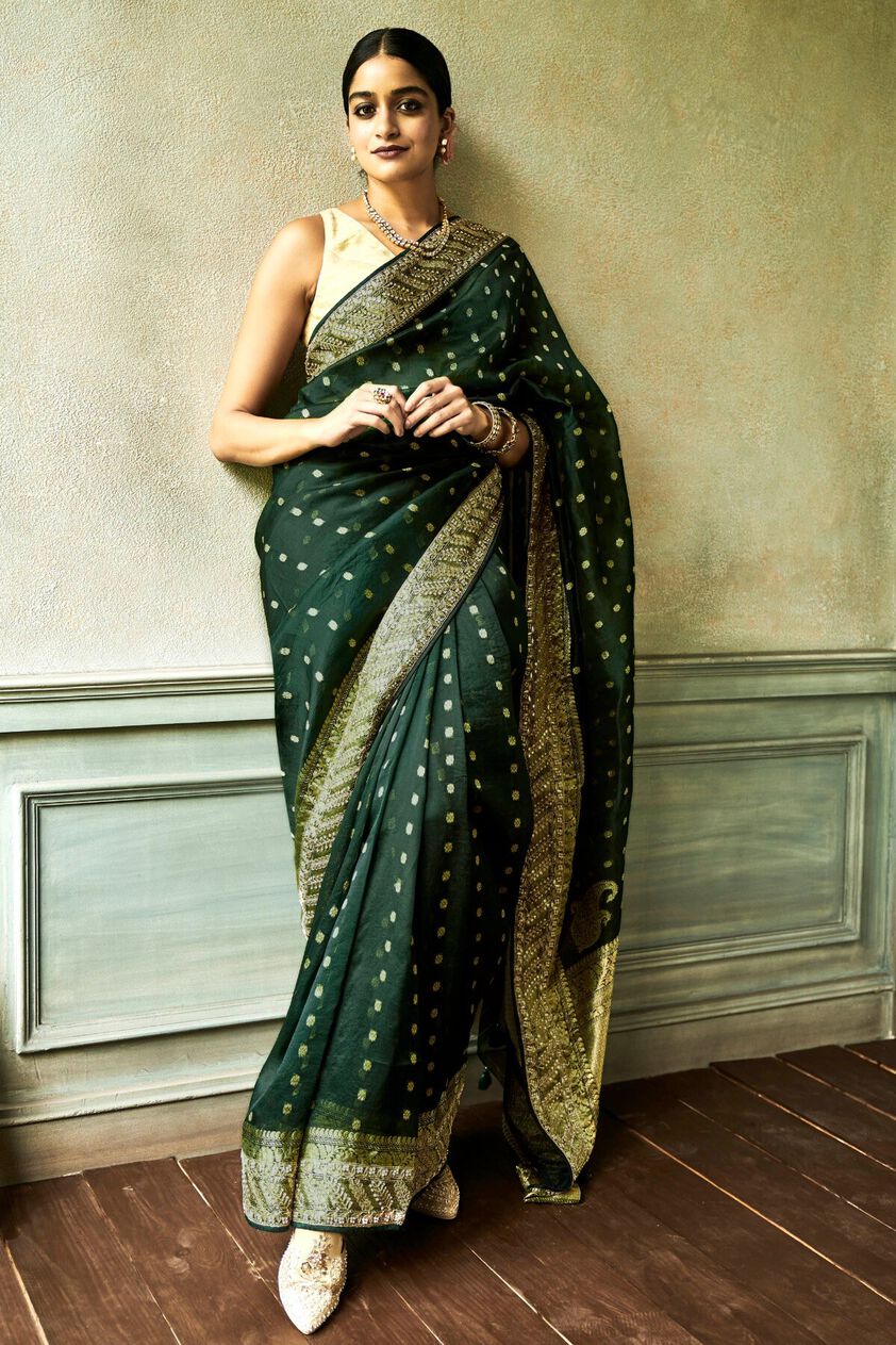 4 - Rasya Saree Set – Green, image 4