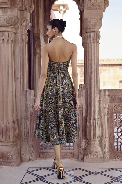 Nemora Embroidered Silk Dress - Green