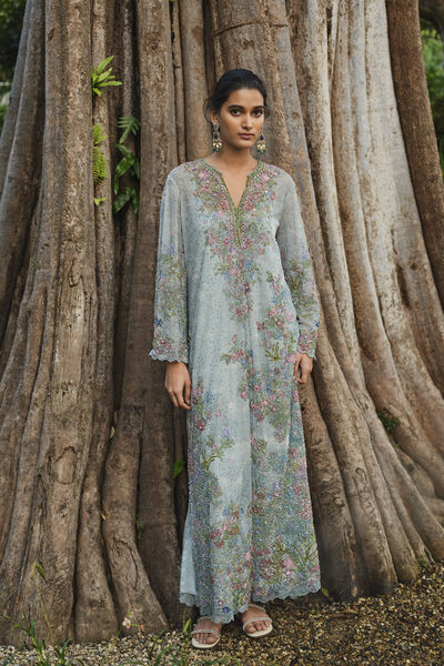 Silaam Printed Kaftan - Powder Blue