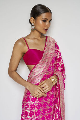 Gul Benarasi Silk Gota Patti Saree - Pink, Pink, image 4