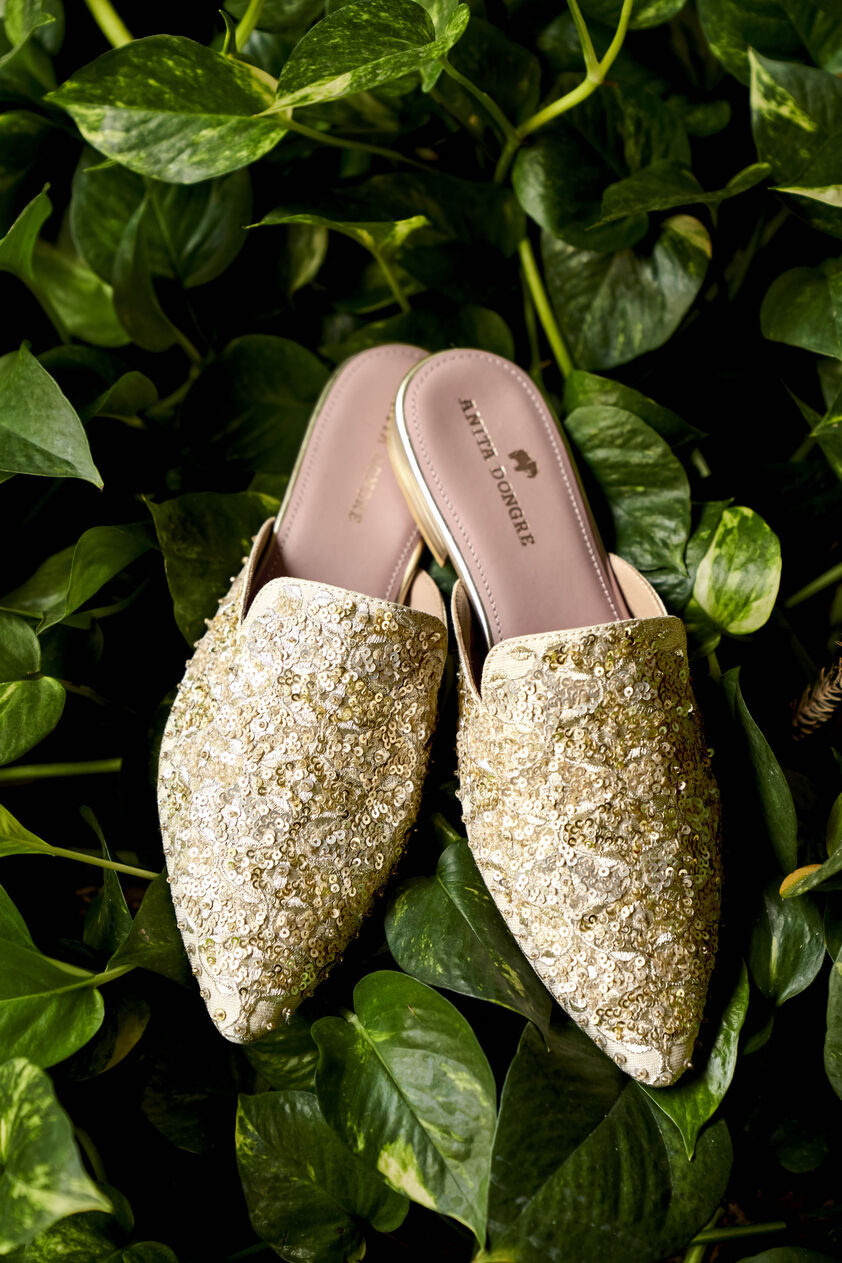 Golden Bloom Mules - Gold, Gold, image 1