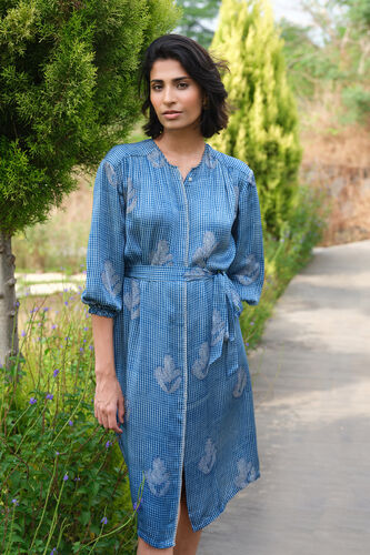 Flume Hand-block Printed Dress - Indigo, Indigo, image 3