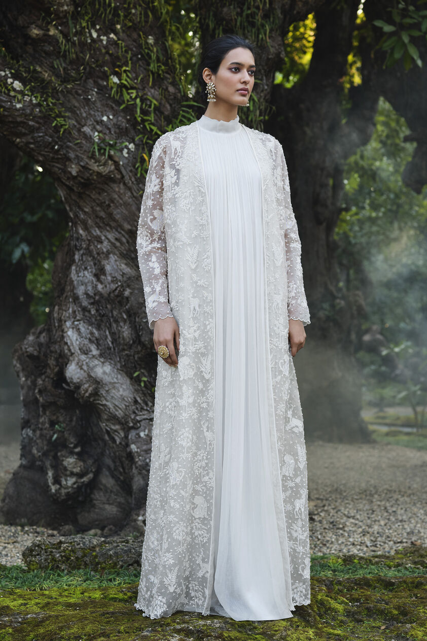 Mountain Mist Embroidered Jacket Set - Ivory, Ivory, image 1