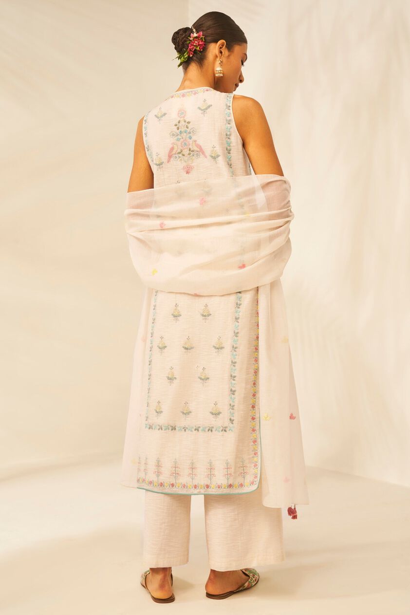 3 - Hand-Embroidered Sleeveless Kurta Set, image 3
