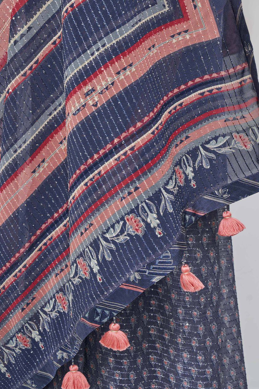 Bluesette Saree Set - Blue, Blue, image 8