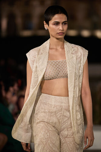 Elmyra Embroidered Macrame Culotte Set - Ivory, Ivory, image 2