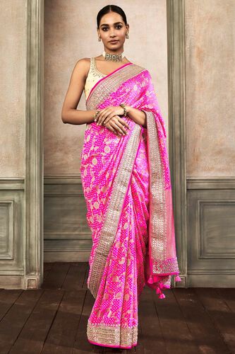 1 - Panya Benarasi Saree – Hot Pink, image 1