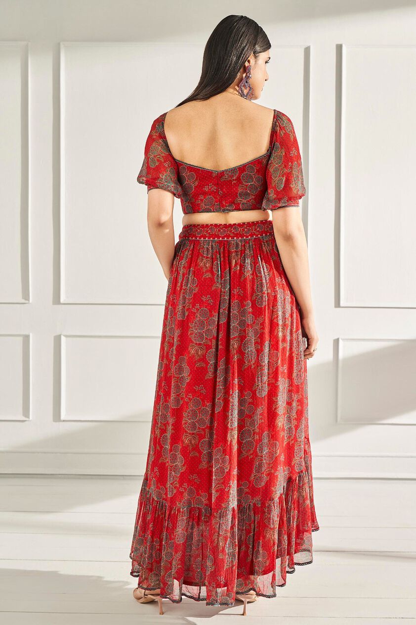 3 - Out Dancing - Red Crop Top & Skirt Set, image 3