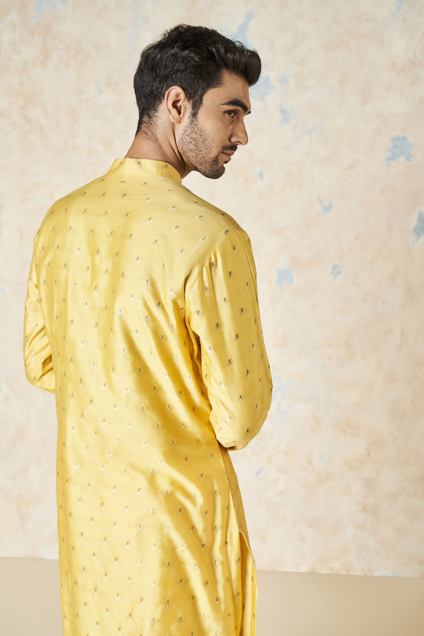 Risay Silk Kurta - Mustard, Mustard, image 5