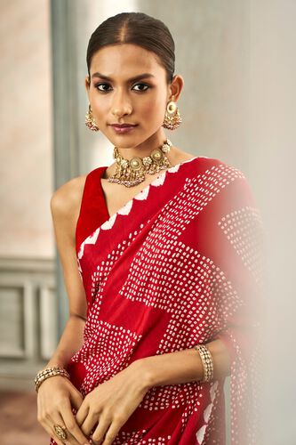 5 - Deetya Bandhani Saree &ndash; Red, image 5