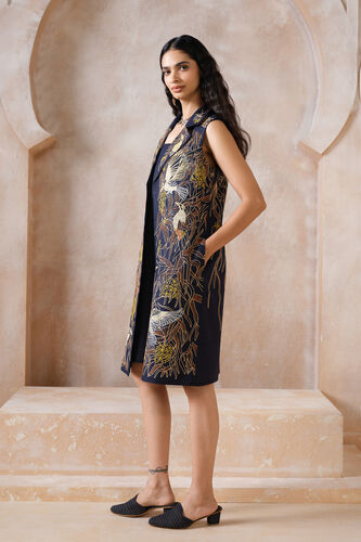 Chiyako Hand-embroidered SEWA Silk Jacket Set - Navy, Navy, image 5