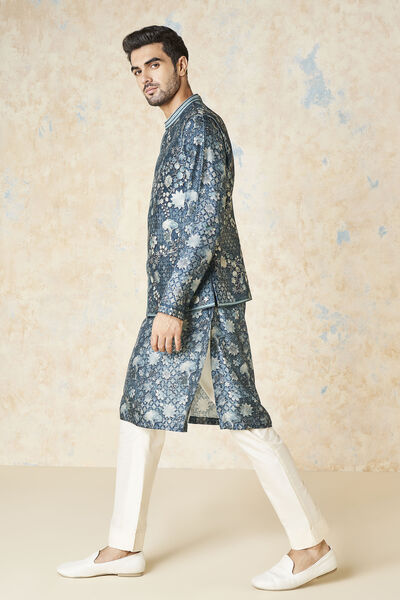 Bhramar Nehru Jacket - Blue