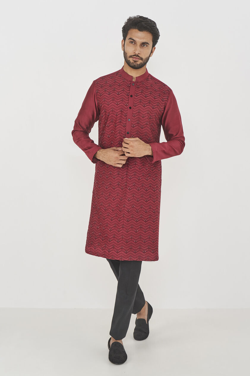 Gulzar Kurta- Maroon, Maroon, image 1