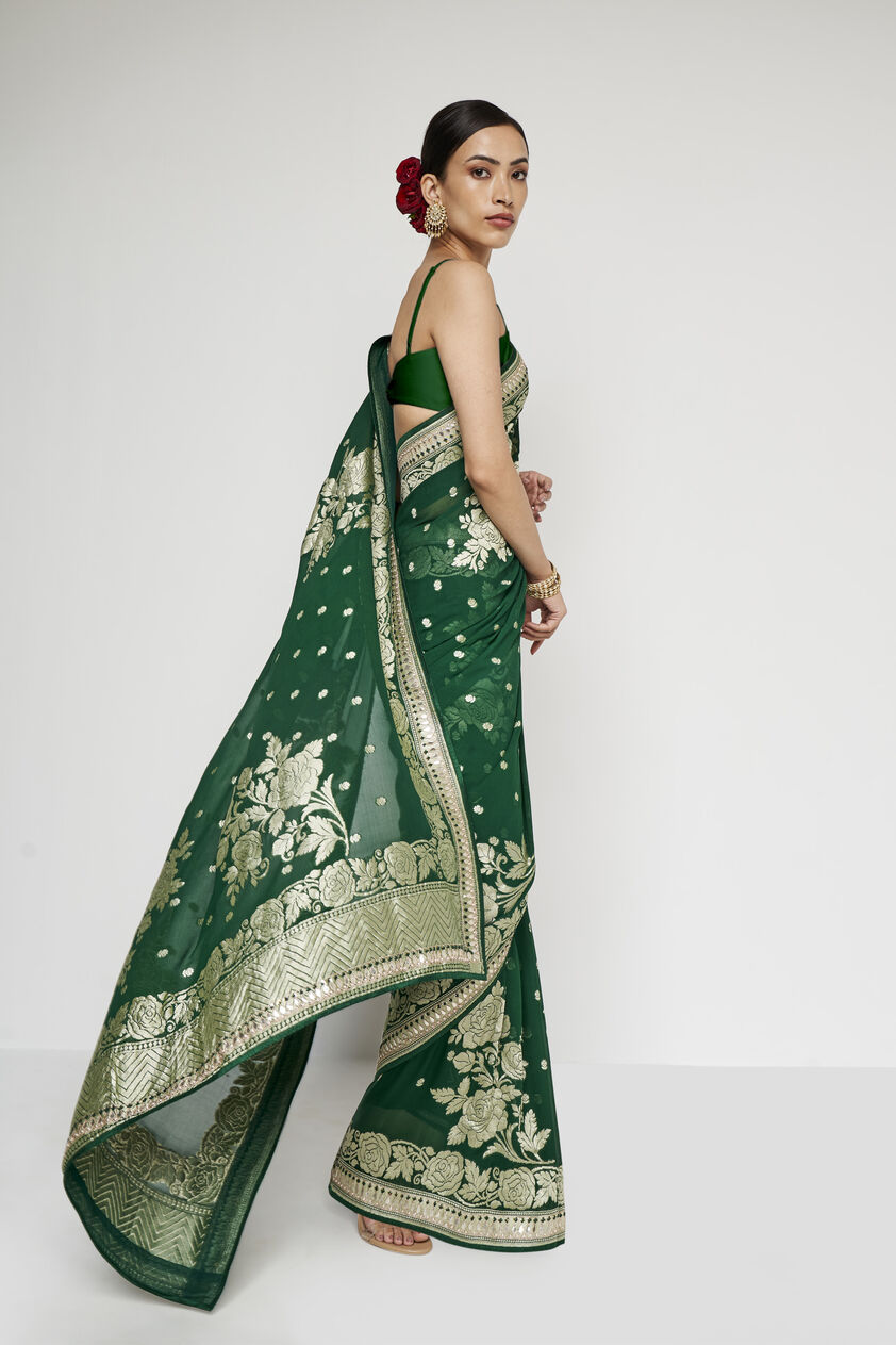 Devangana Saree - Emerald Green, , image 4