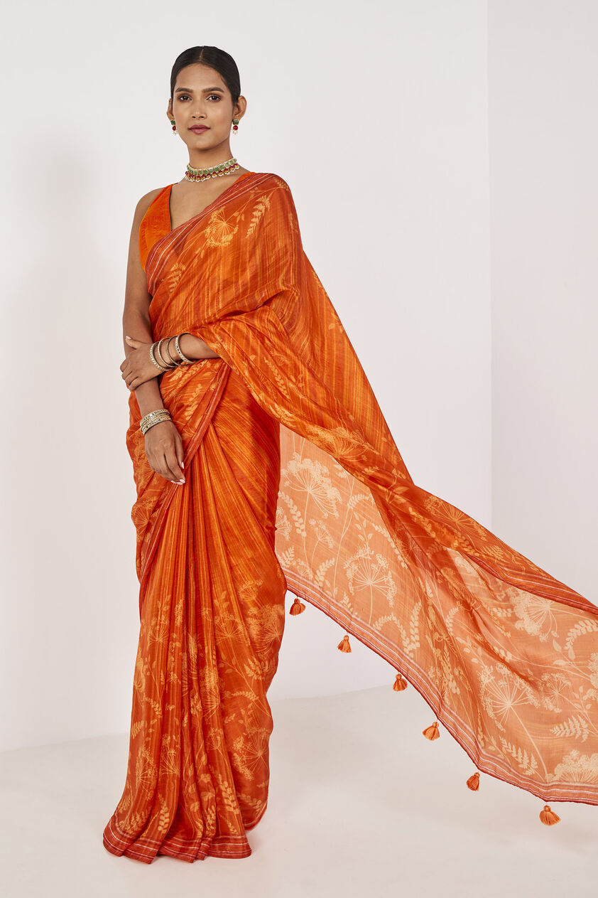 Meora Saree - Orange, , image 5