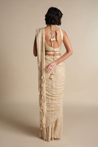 Larimar Sequin Pre-draped Saree - Flesh, Flesh, image 3