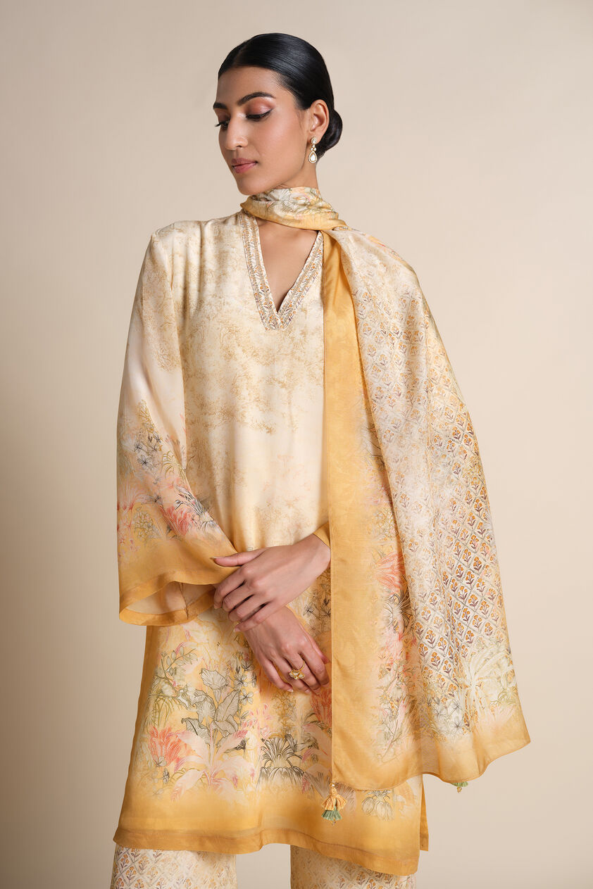 Calhoun Silk Scarf - Yellow, Yellow, image 3