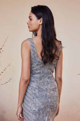 Shaden Embroidered Cord Dress - Grey, Grey, image 5