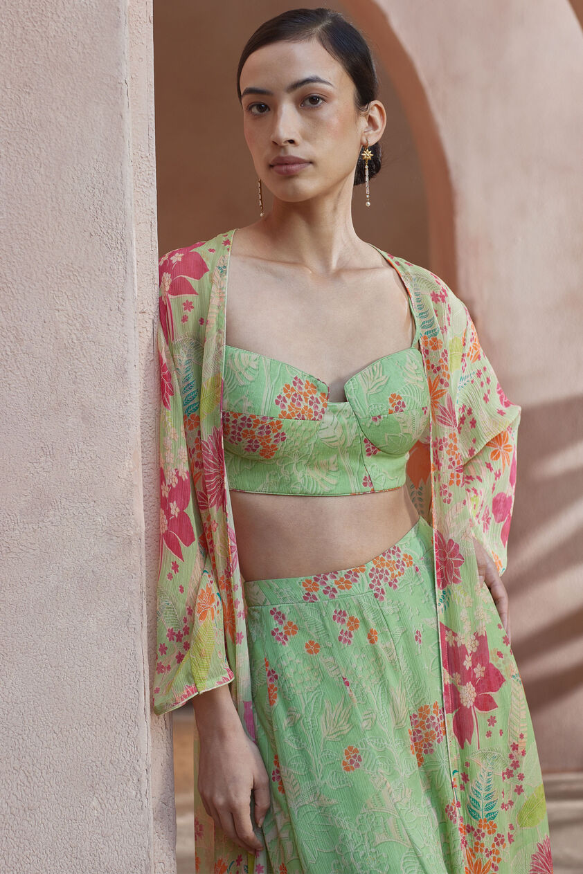 Juliette Crop Top Pant Set - Lime, Lime, image 3