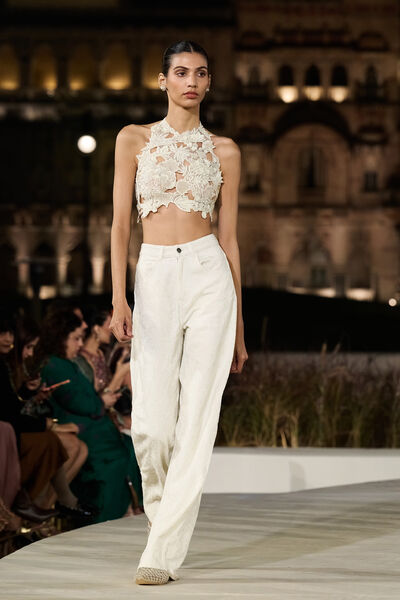 Sylva Embroidered Broderie Pant Set - Ivory