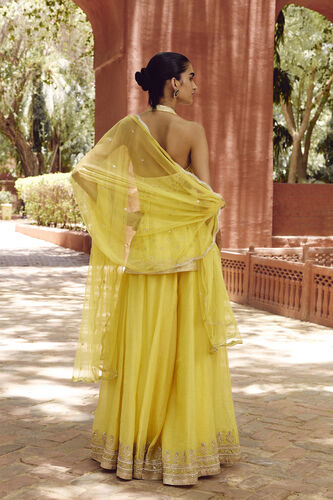 Srika Gota Patti Mul Sharara Set - Yellow, Yellow, image 2