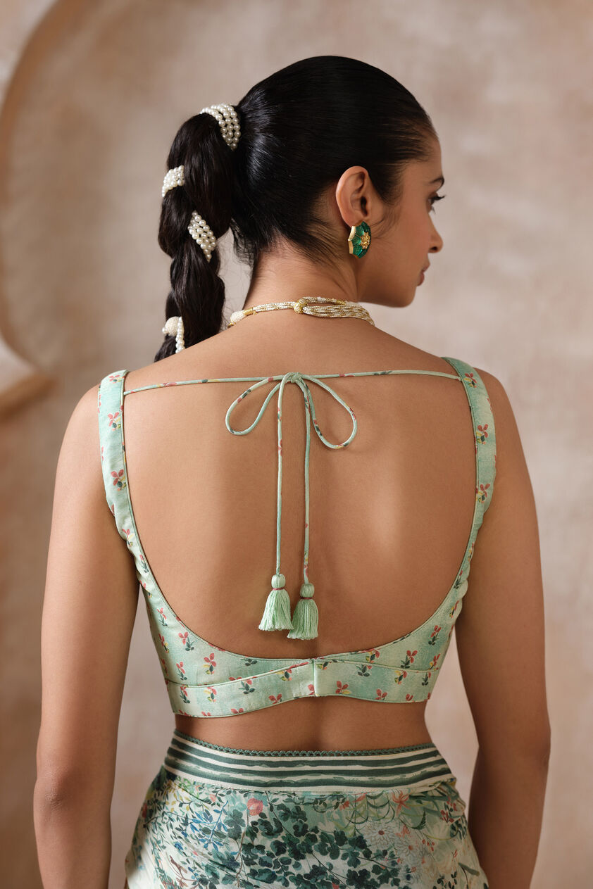 Komakal Printed Silk Saree, Sage, image 5