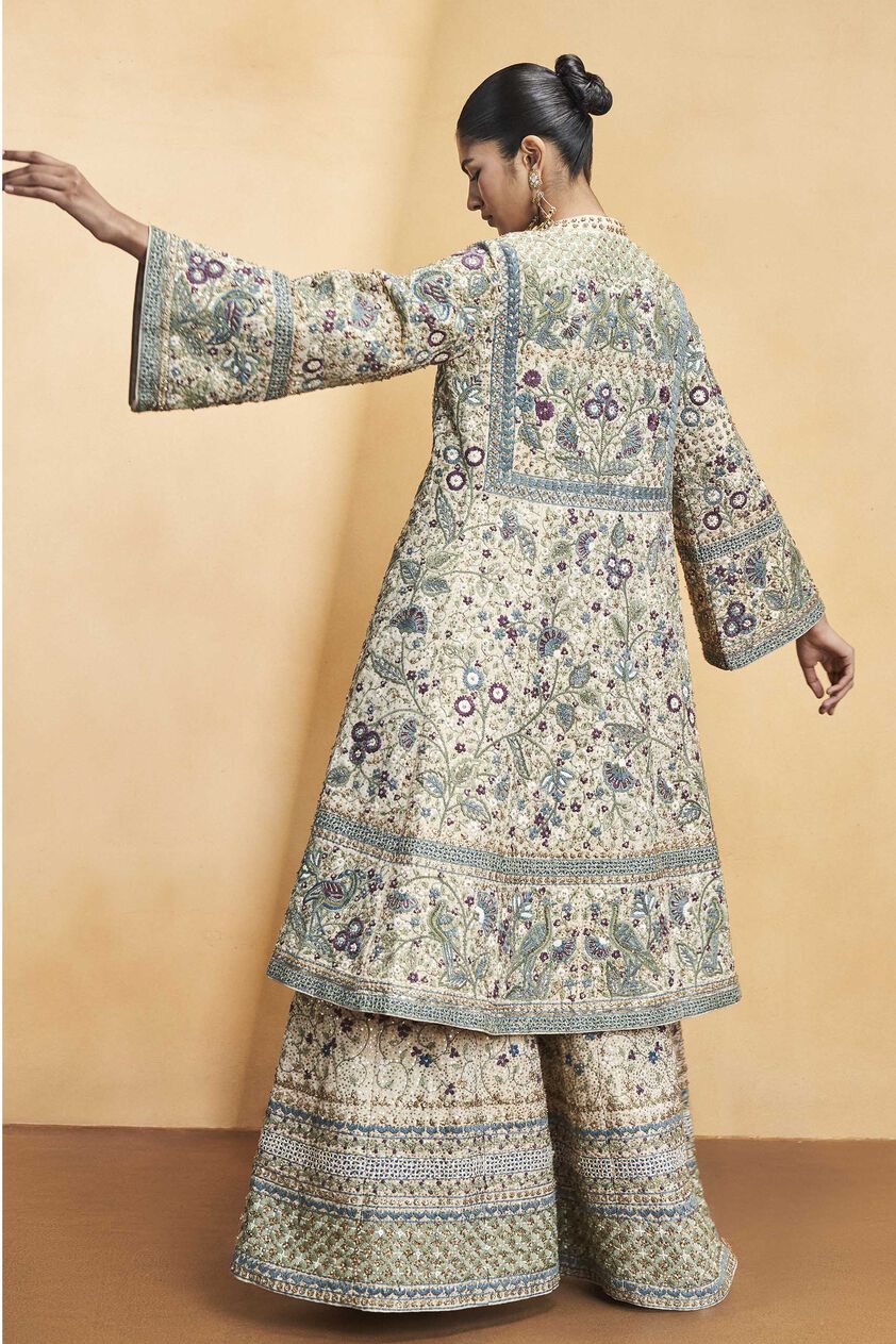 Flora and Fauna Zari Kurta Set - Gold, Gold, image 3