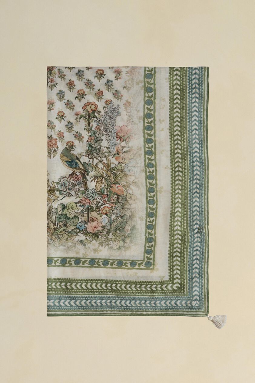 Tayma Silk Stole - Ivory, Ivory, image 1