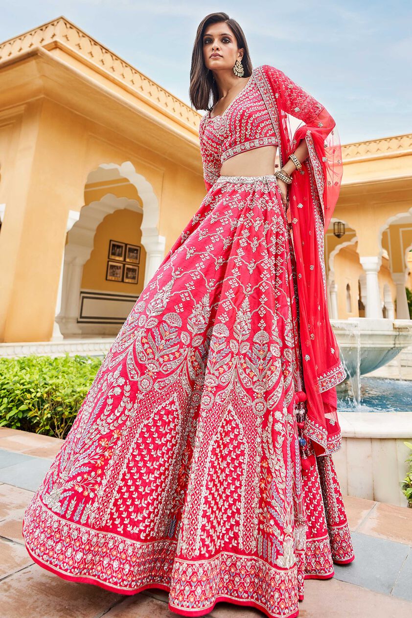 Mythili Lehenga Set-Berry Sorbet, Berry Sorbet, image 2