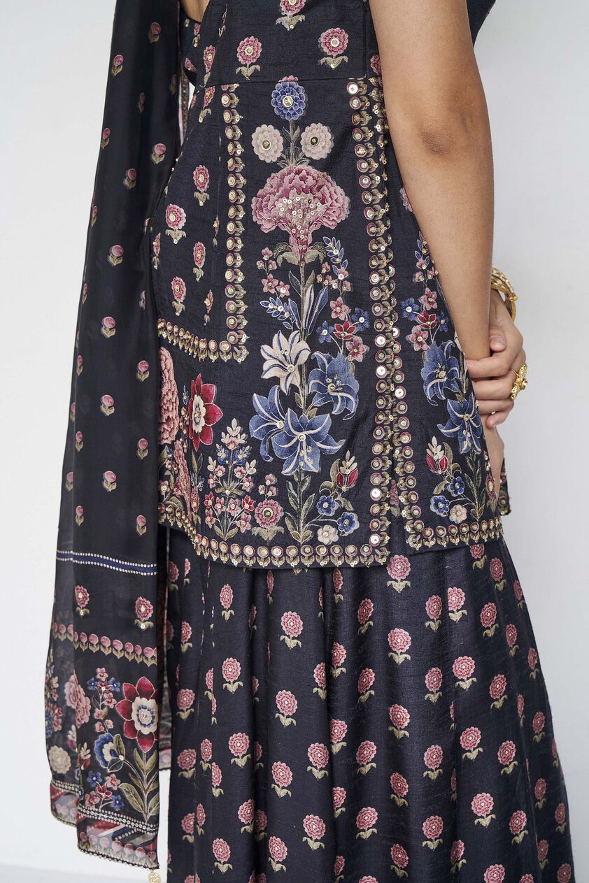 Amaya Embroidered Silk Suit Set - Black, Black, image 8