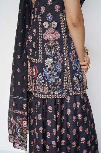 Amaya Embroidered Silk Suit Set - Black, Black, image 8