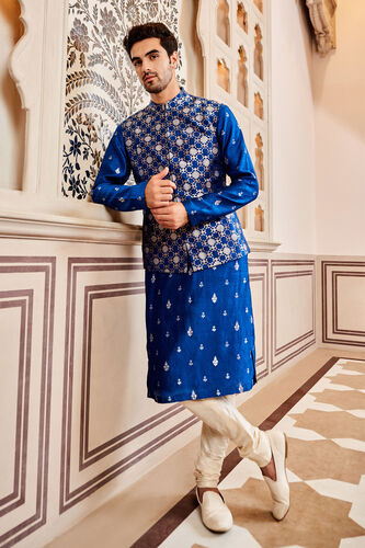 Nirved Nehru Jacket - Navy, Blue, image 1