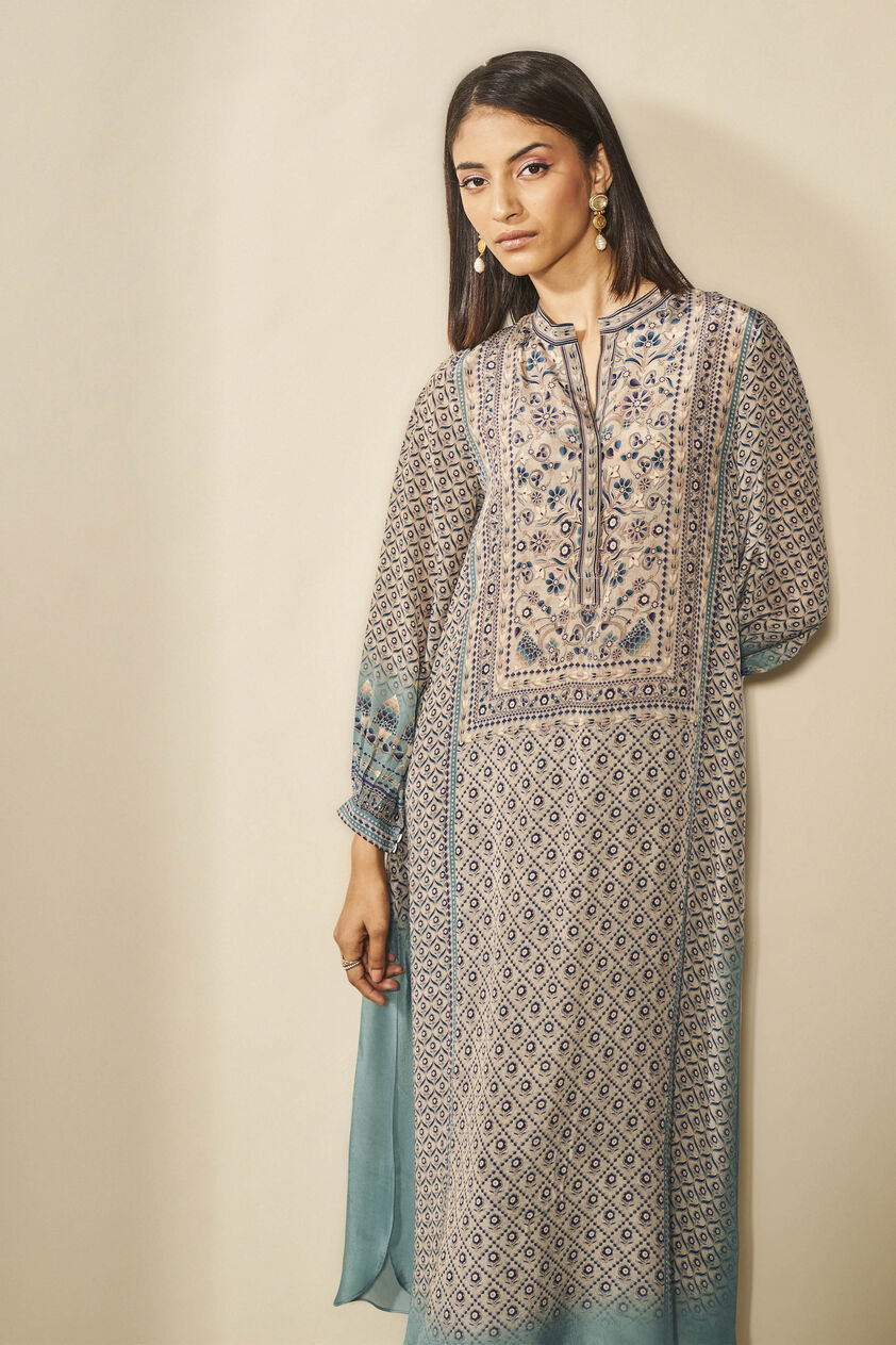 Kazuki Crepe Kurta Set - Beige, Beige, image 3