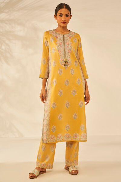 Mehar Kurta Set - Yellow