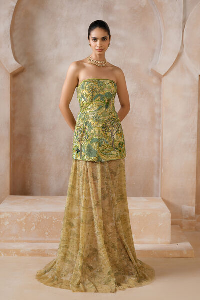 Verdalis Embroidered Skirt Set - Yellow