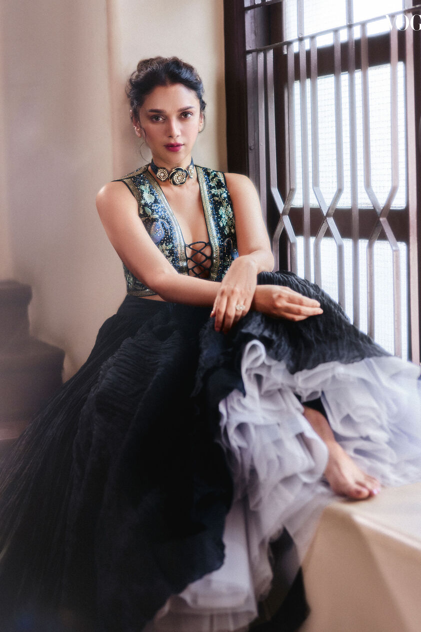 Shirina Embroidered Mul Skirt Set - Black, Black, image 1