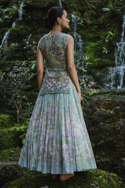 Isla Embroidered & Applique Skirt Set - Blue