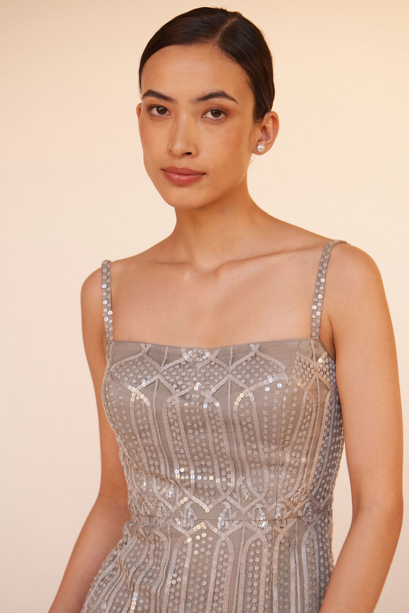 Amena Embroidered Gown - Grey, Grey, image 4